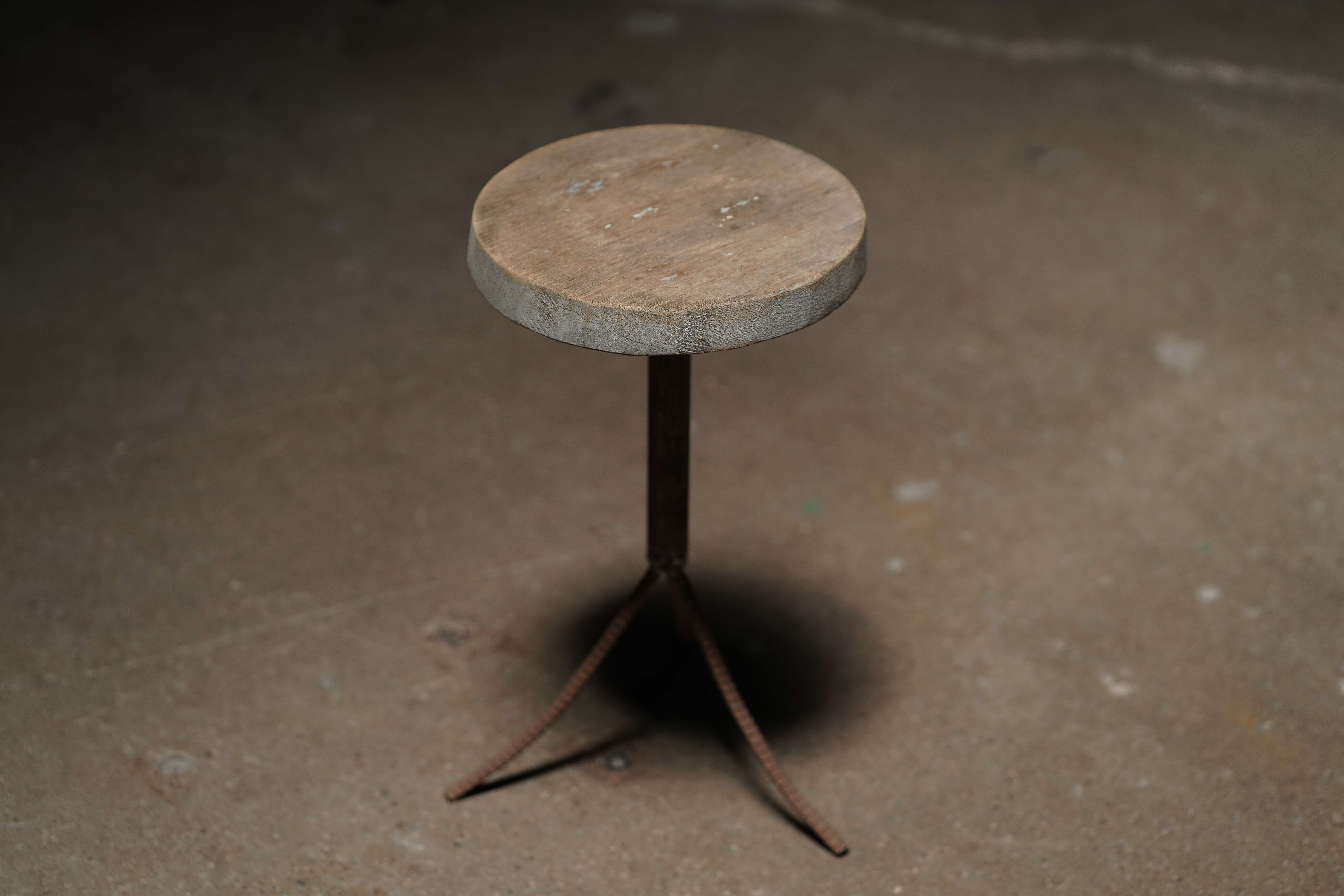 Wood and Rebar Side Table
