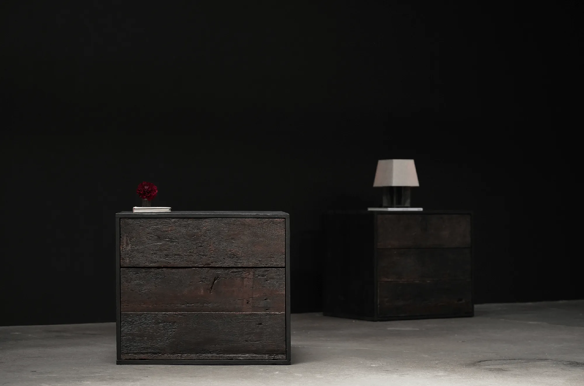 Pair of Rustic Nightstands, Espresso 