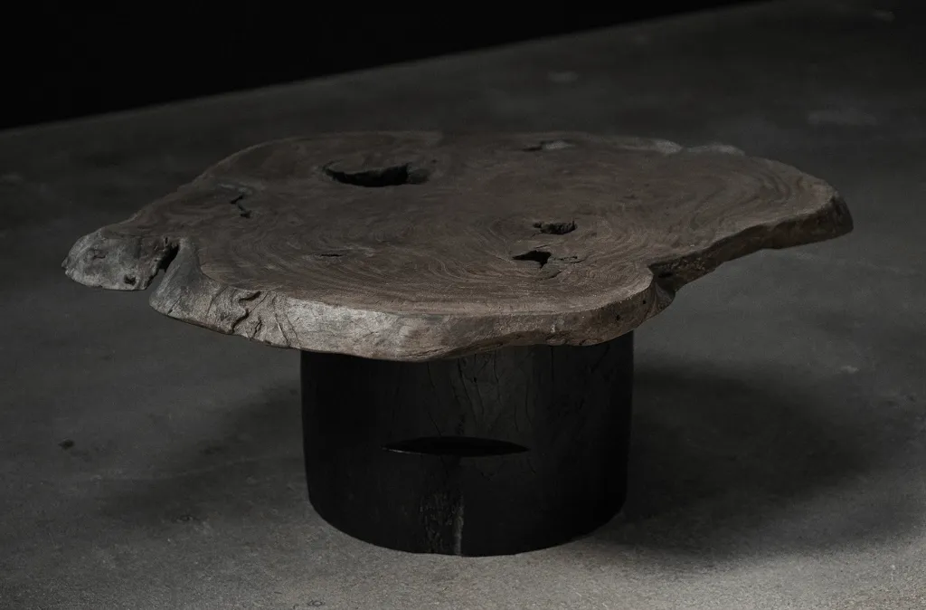 Organic Black Stump Side Table