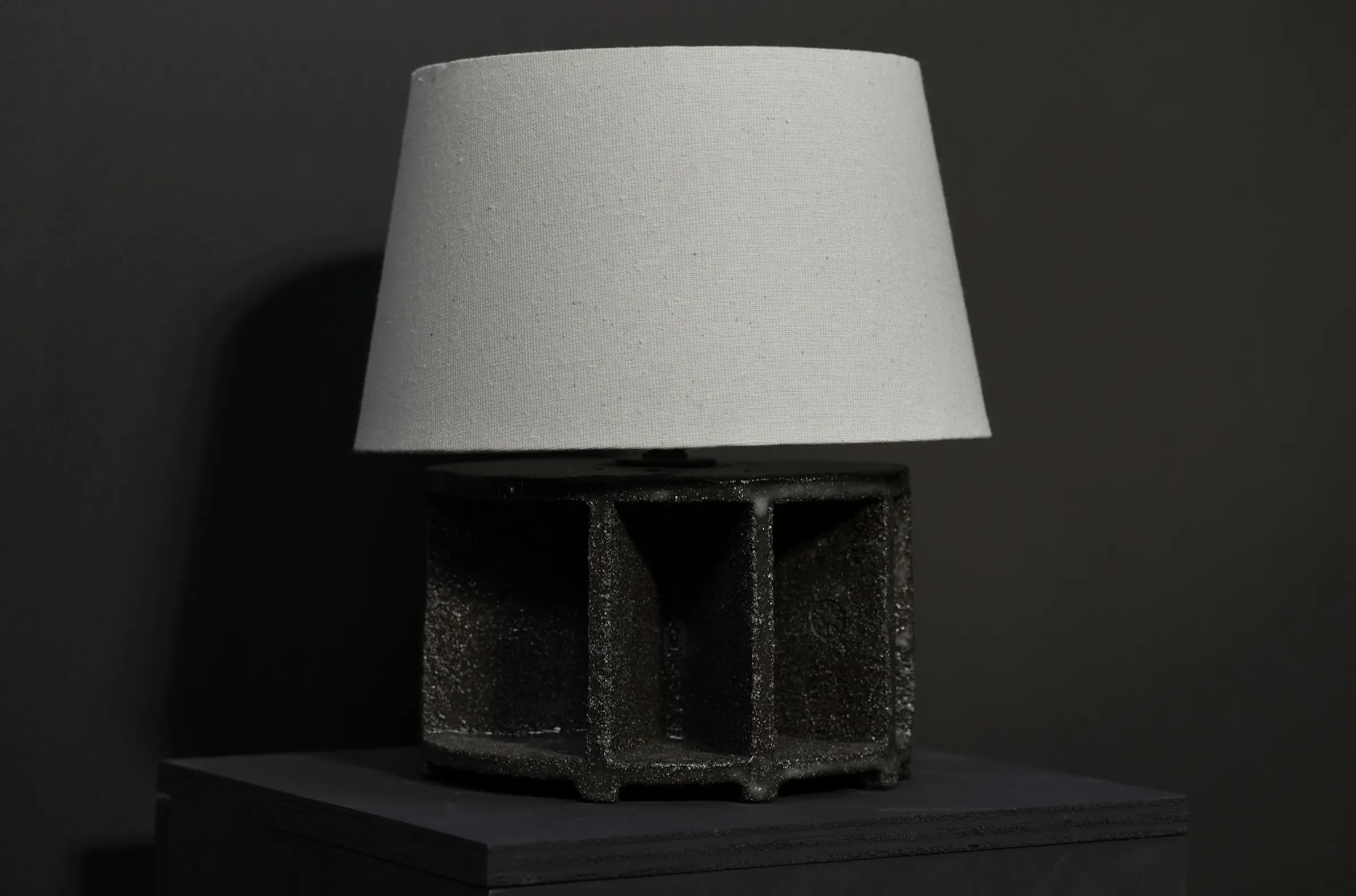 Small Textured Sculptural Lamp, Peat