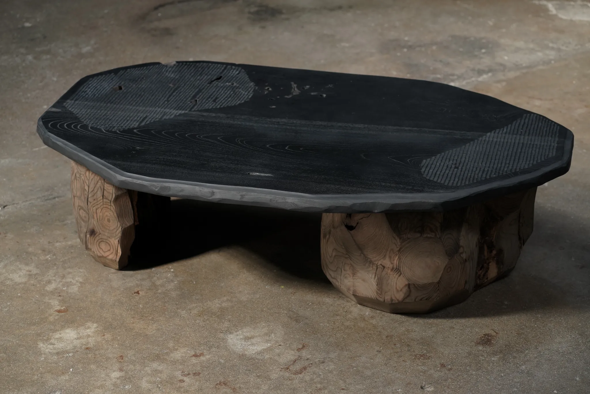 Ripple Coffee Table with Chiseled Bases