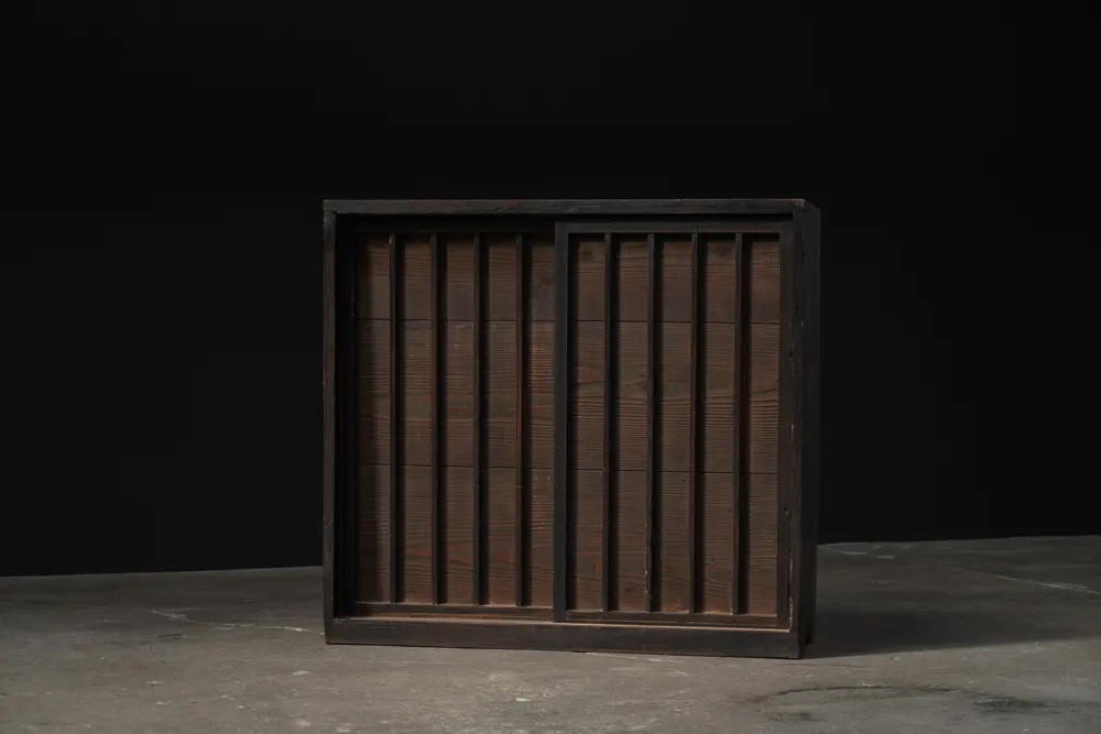 Small Brown Vertical Slat Tansu