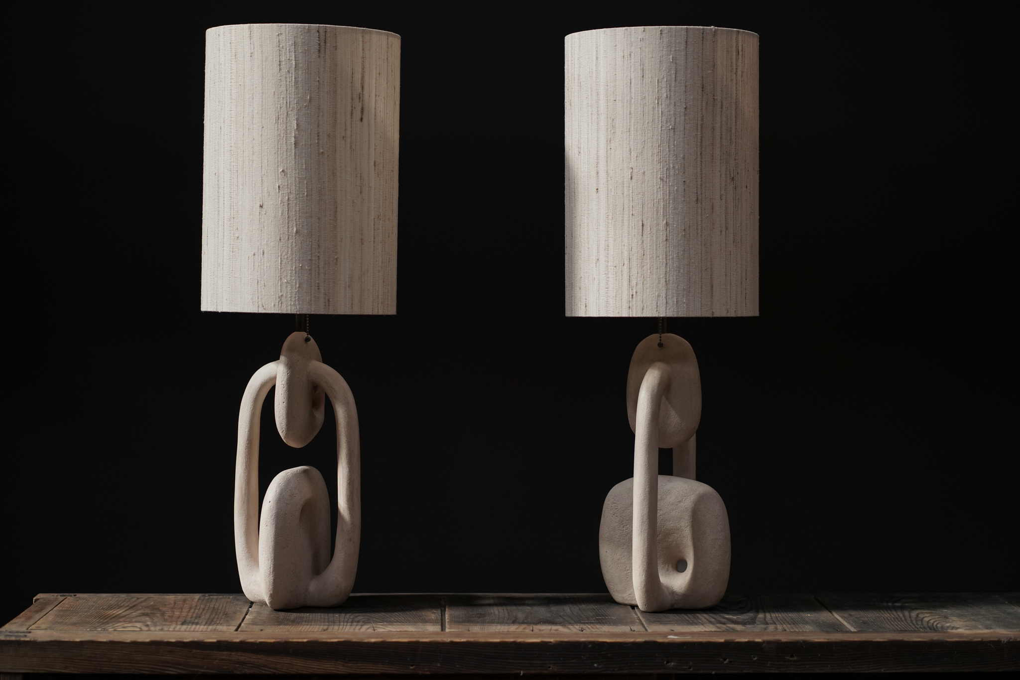 Concrete Lamps with Burlap Shade