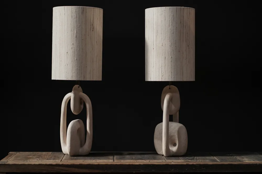 Concrete Lamps with Burlap Shade