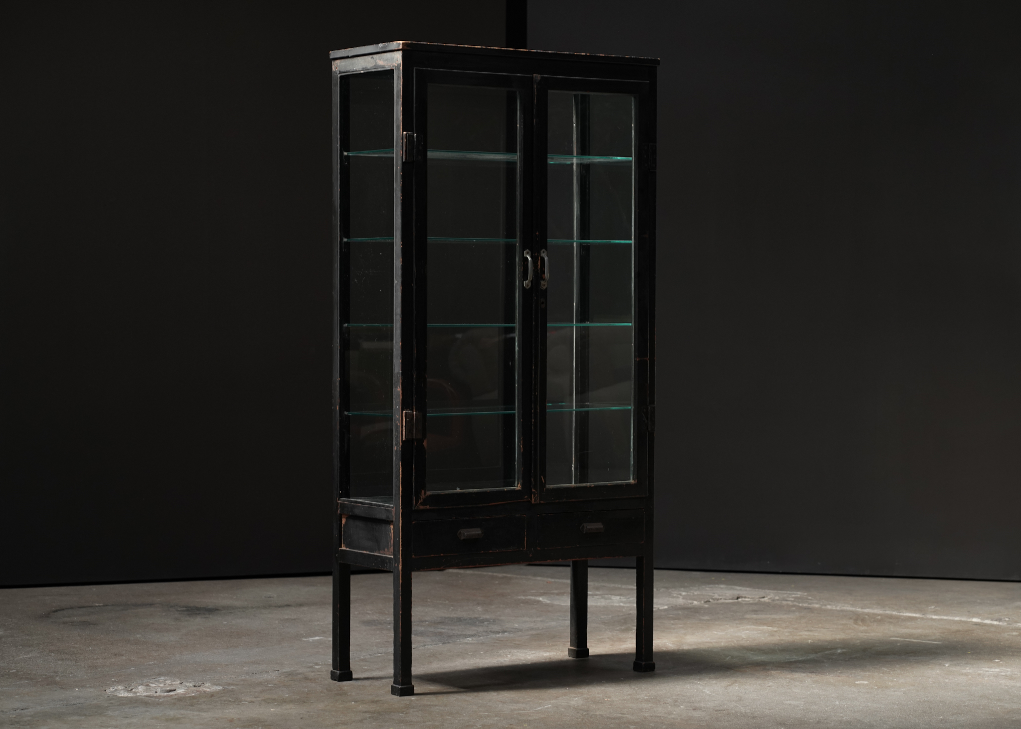 Vitrine with Glass Shelves and Drawers