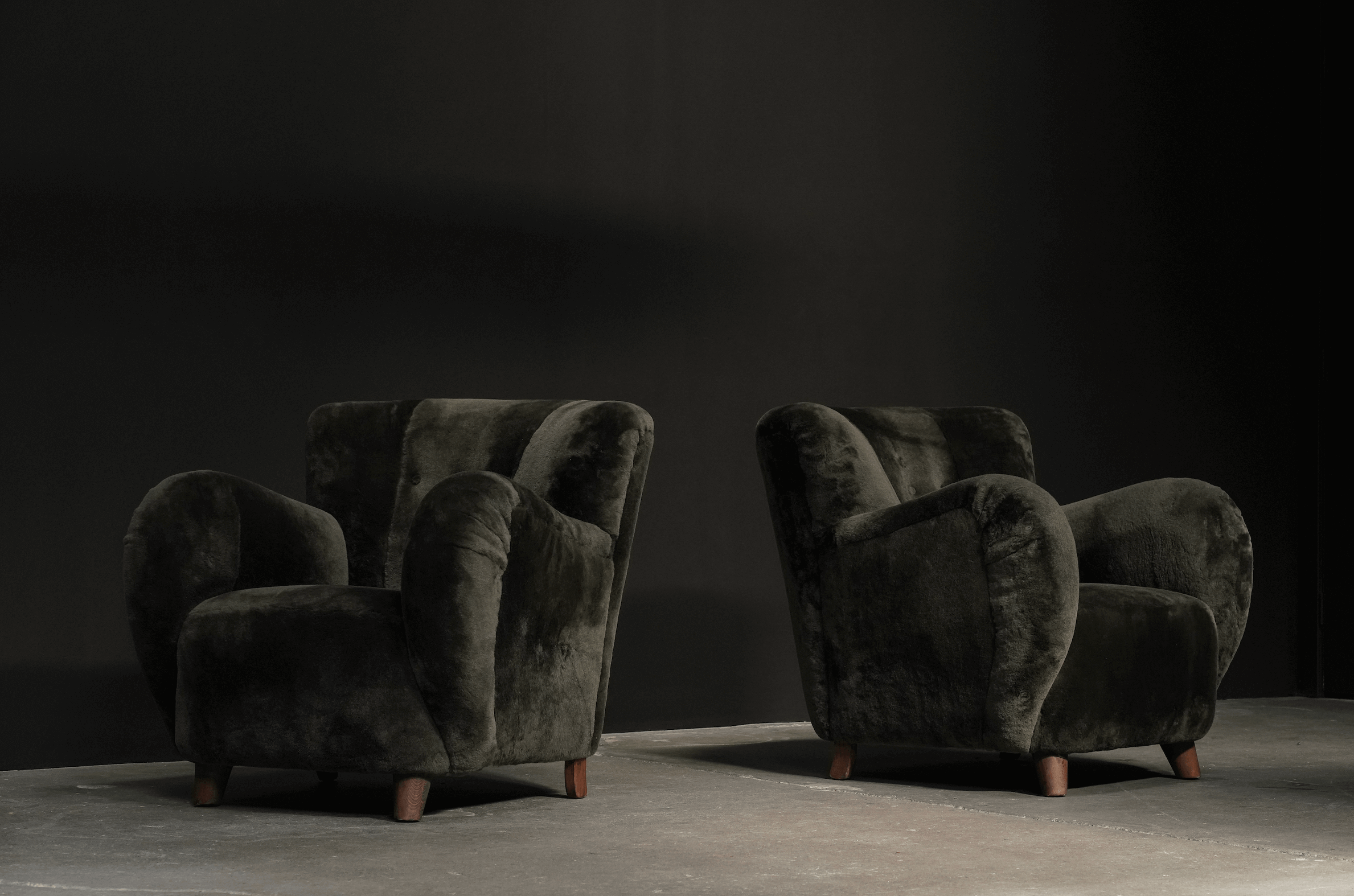 Danish Easy Chairs in Shearling