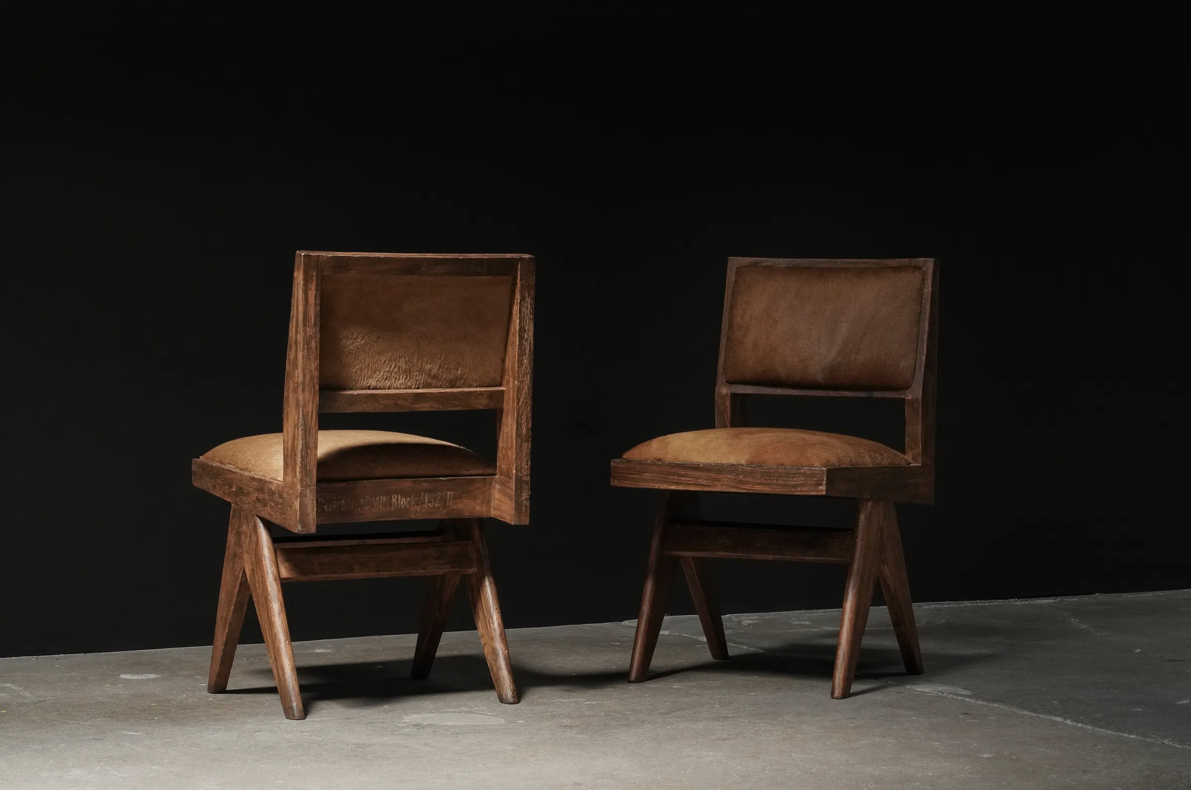 Pierre Jeanneret Dining Chair, Whiskey Hide