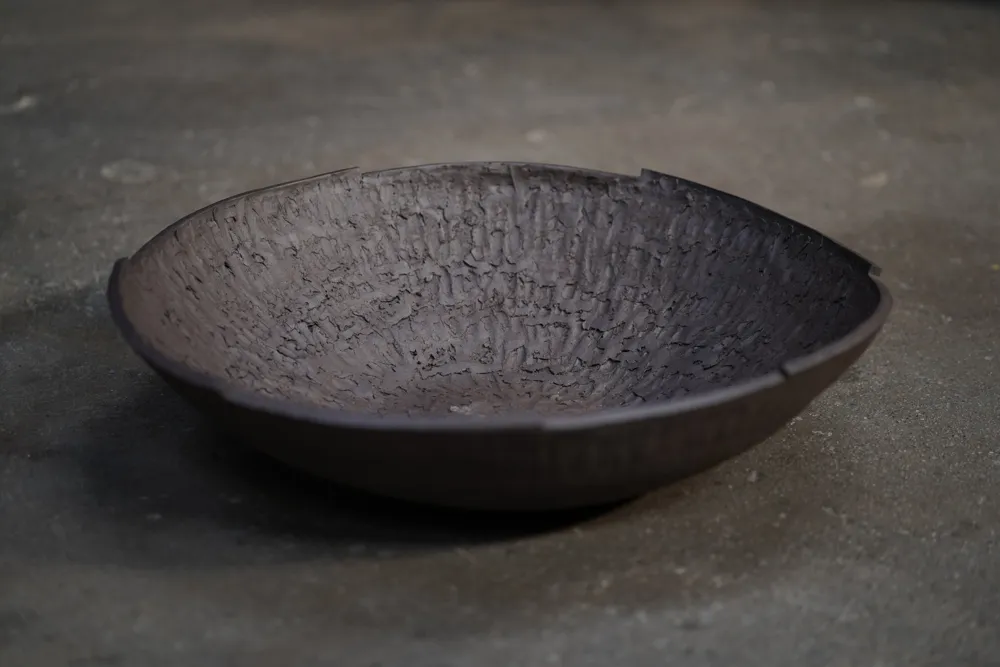 Large Ceramic Textured Bowl, Brown