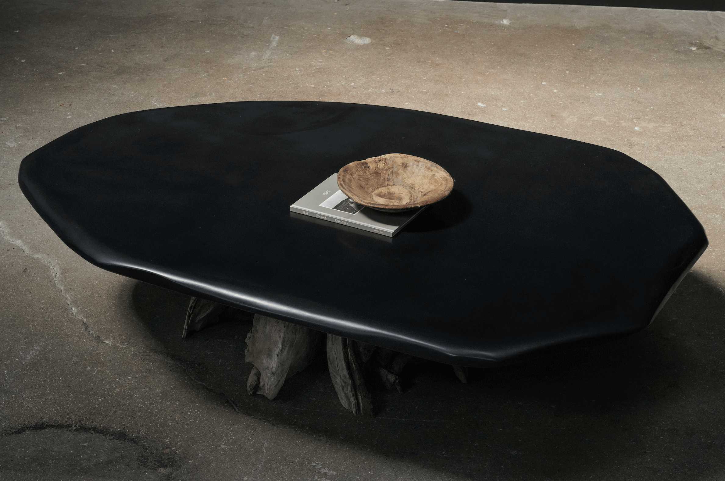 Cashew Top Coffee Table, Trunk Base