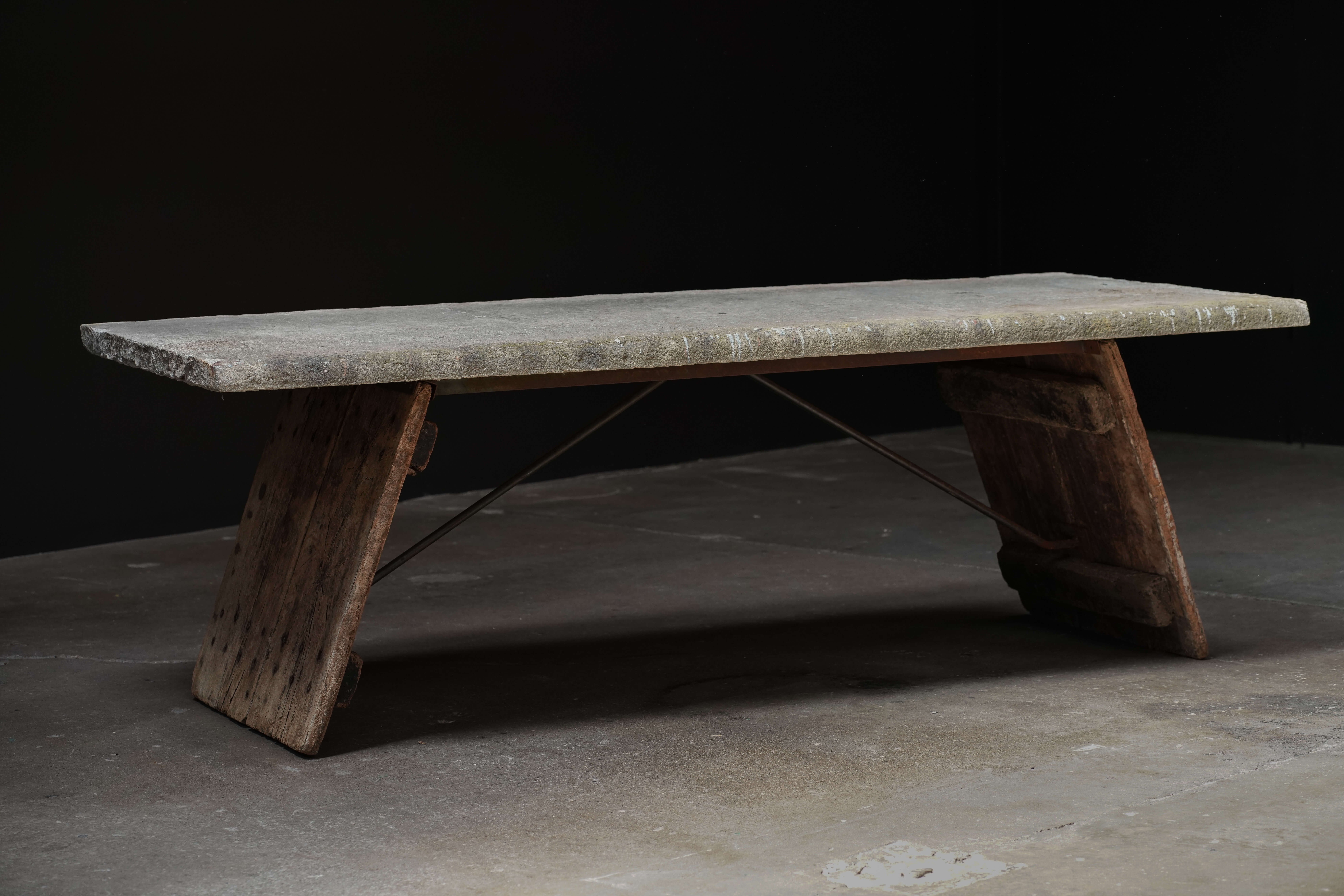 Stone Top Trestle Table