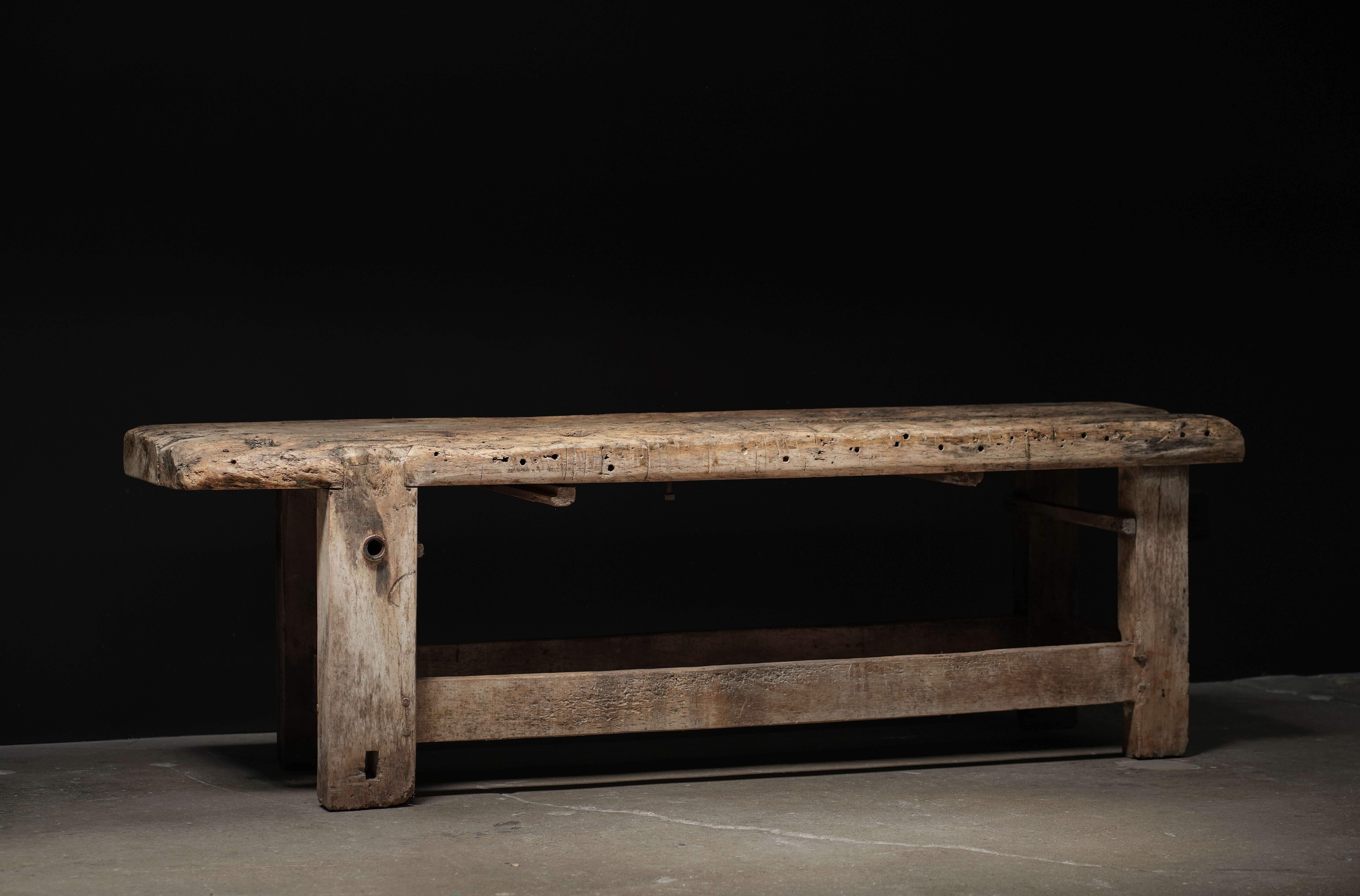 French Primitive Console; Iron Detail
