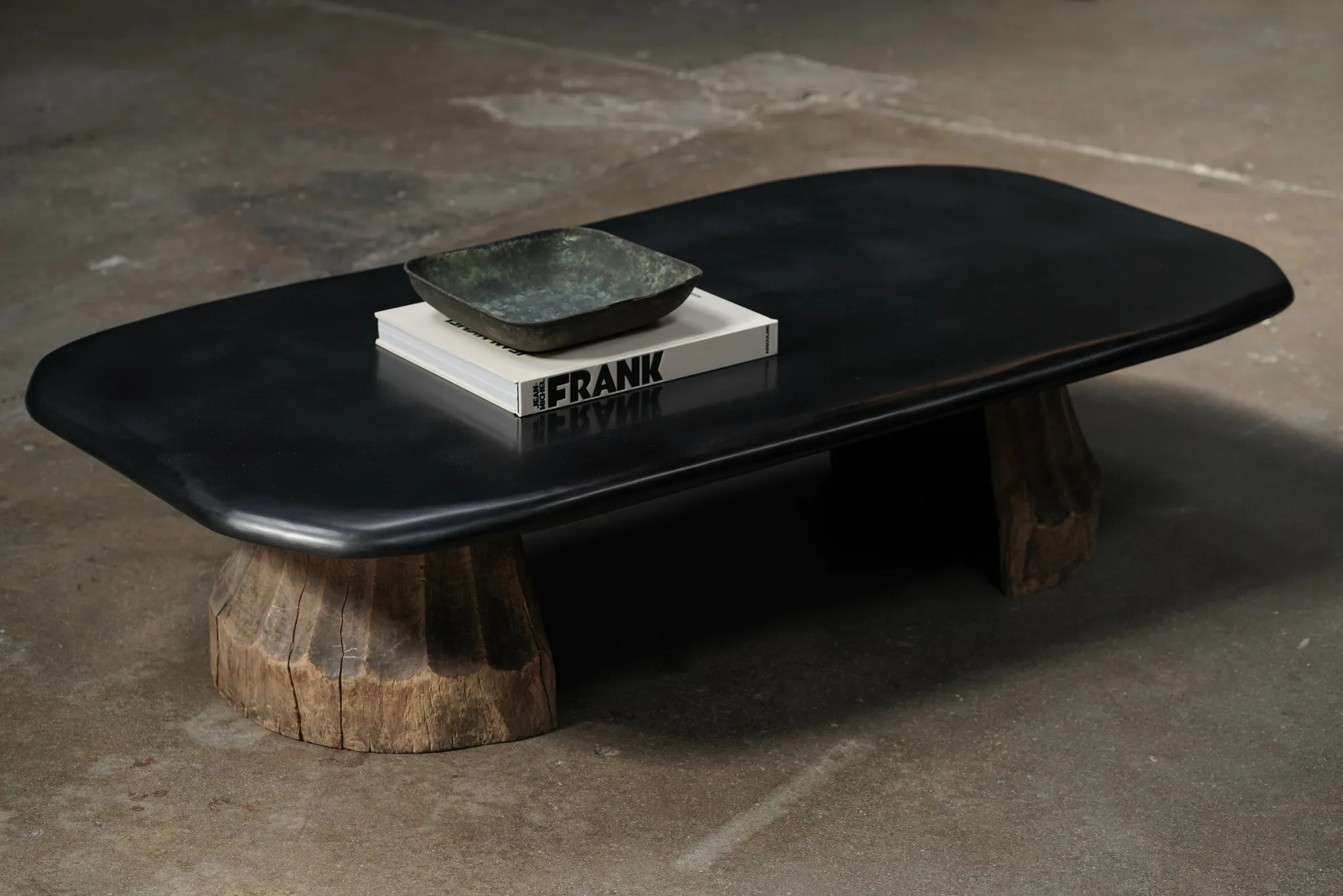 Cashew Coffee Table with Sculpted Bases