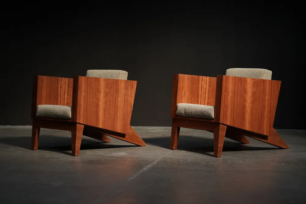 Cherry Lounge Chairs, Pair