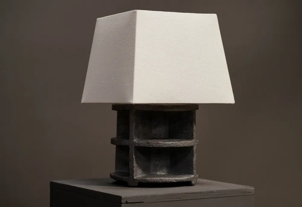 “Sculptural”  Lamp Round , Charcoal 