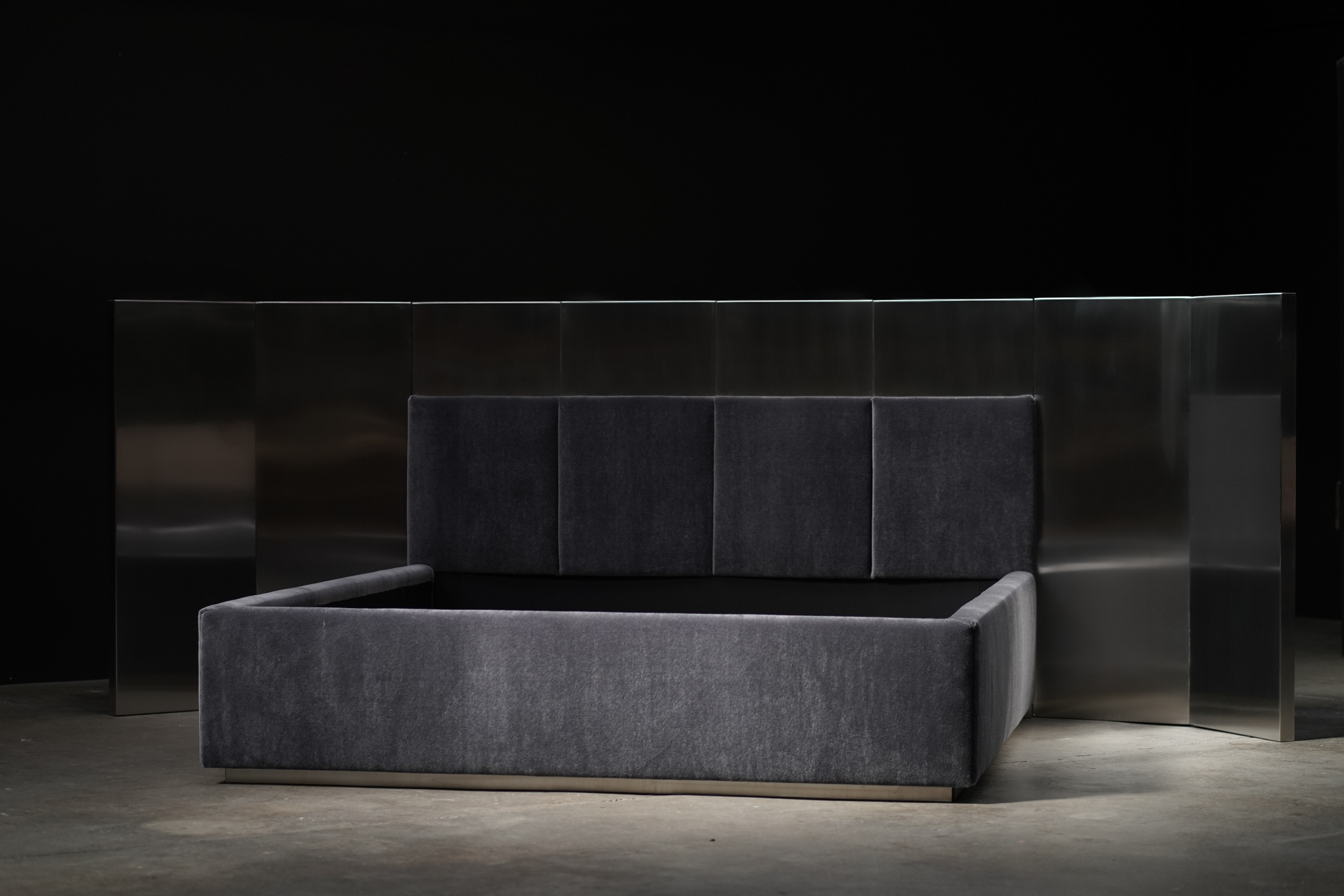 Molten Moon Bed in Sapphire Mohair, by Studio Vushyan