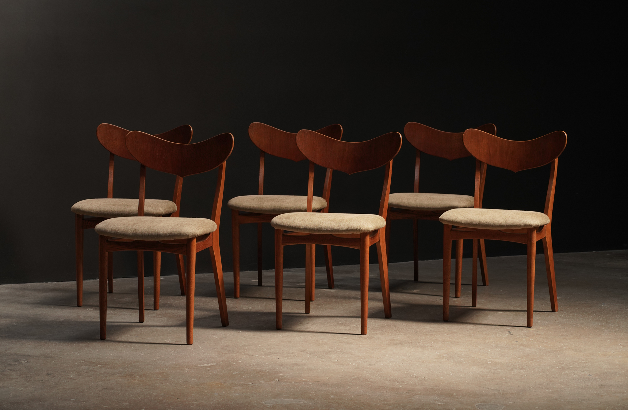 Danish Dining Chairs, Linen - Set of 6 