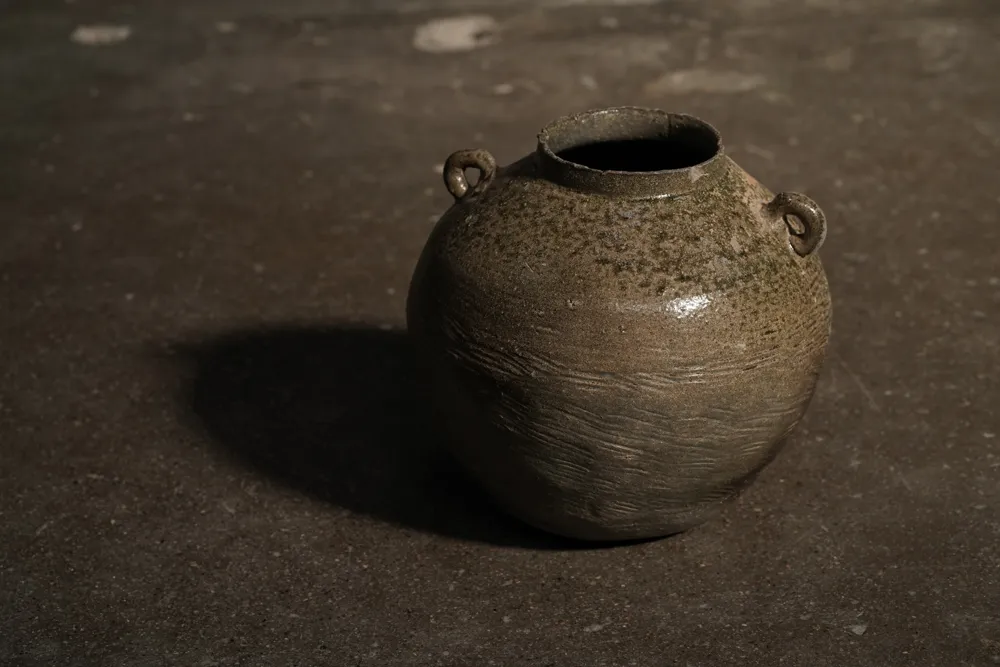 Textured Clay Pot with Handles