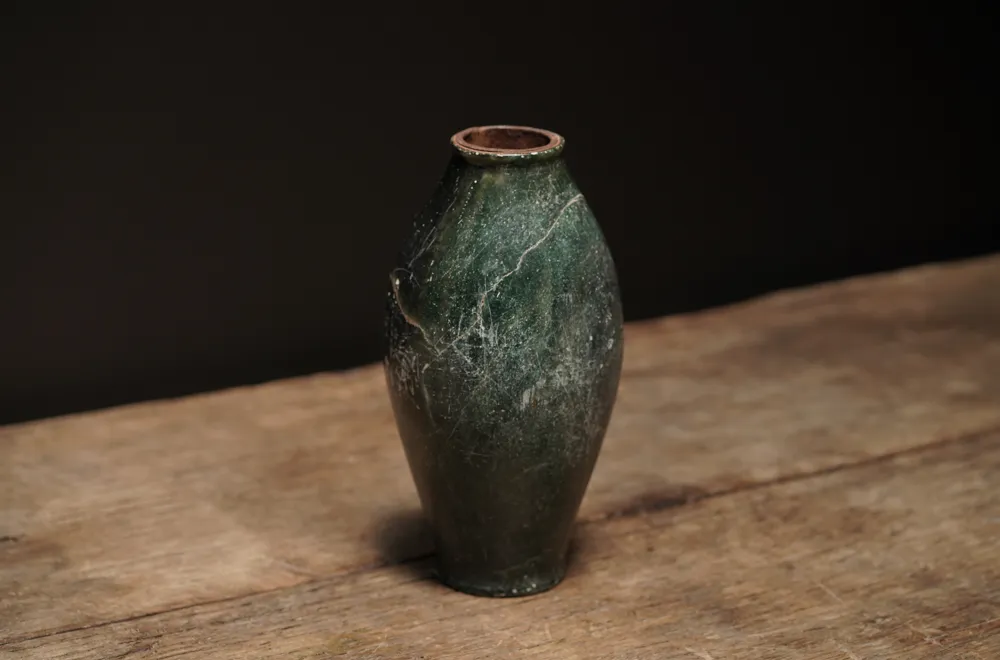 Green Stone and Iron Vase