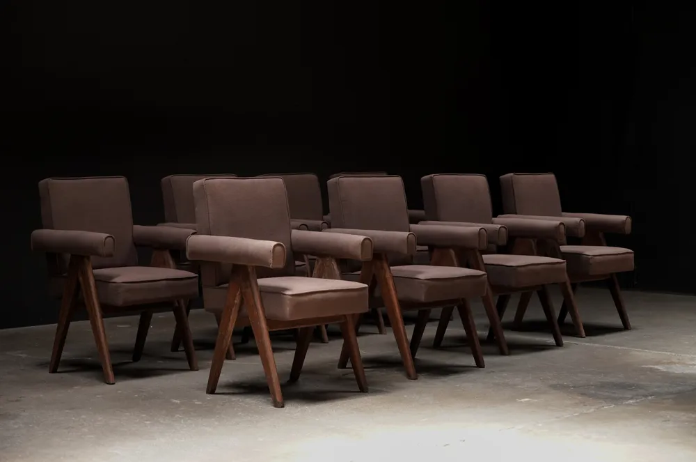 Pierre Jeanneret Upholstered Dining Armchairs