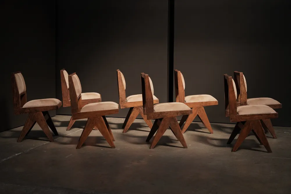Pierre Jeanneret Dining Chairs, Hair Hide