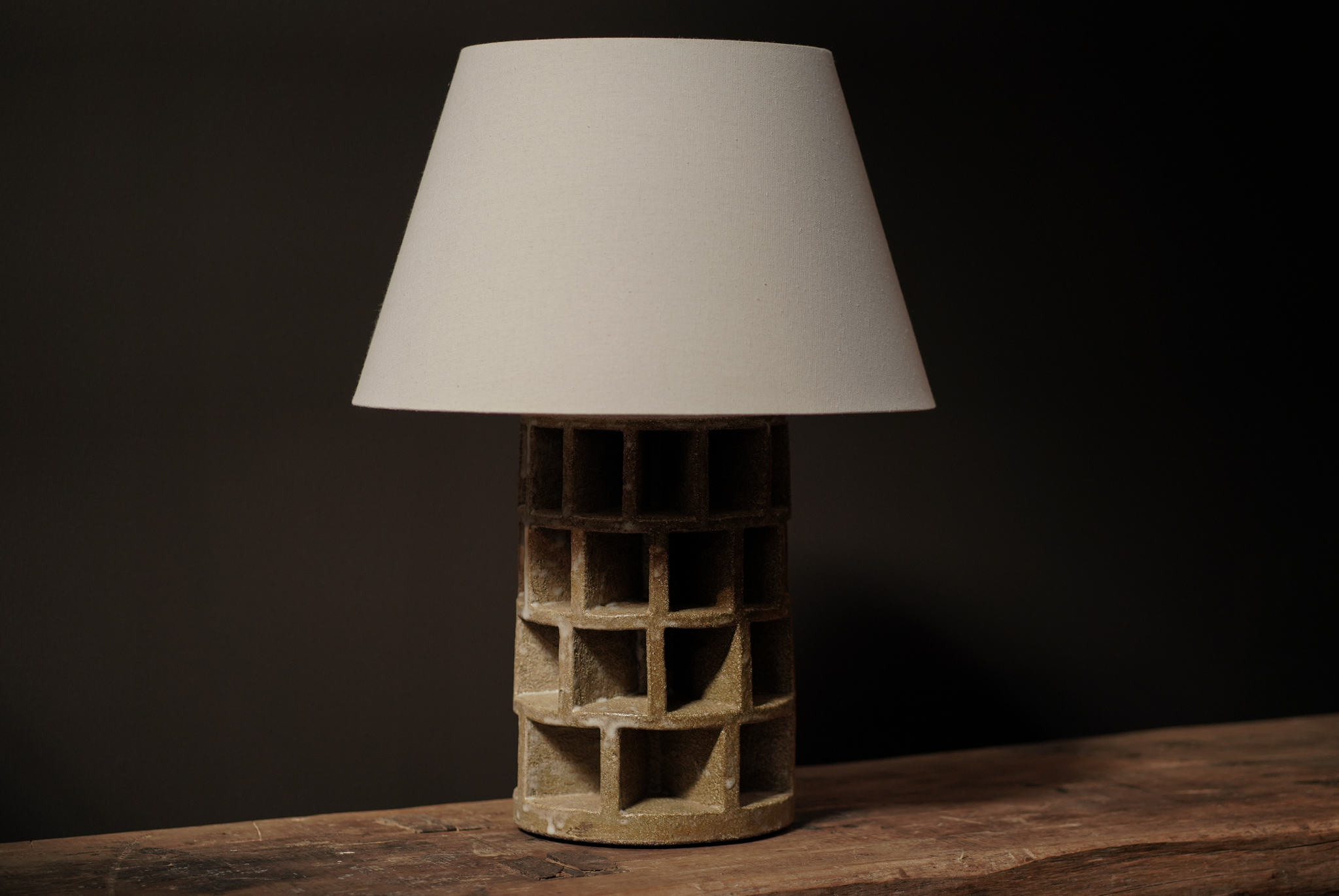 Massive Sculptured Ceramic Lamp, Lichen