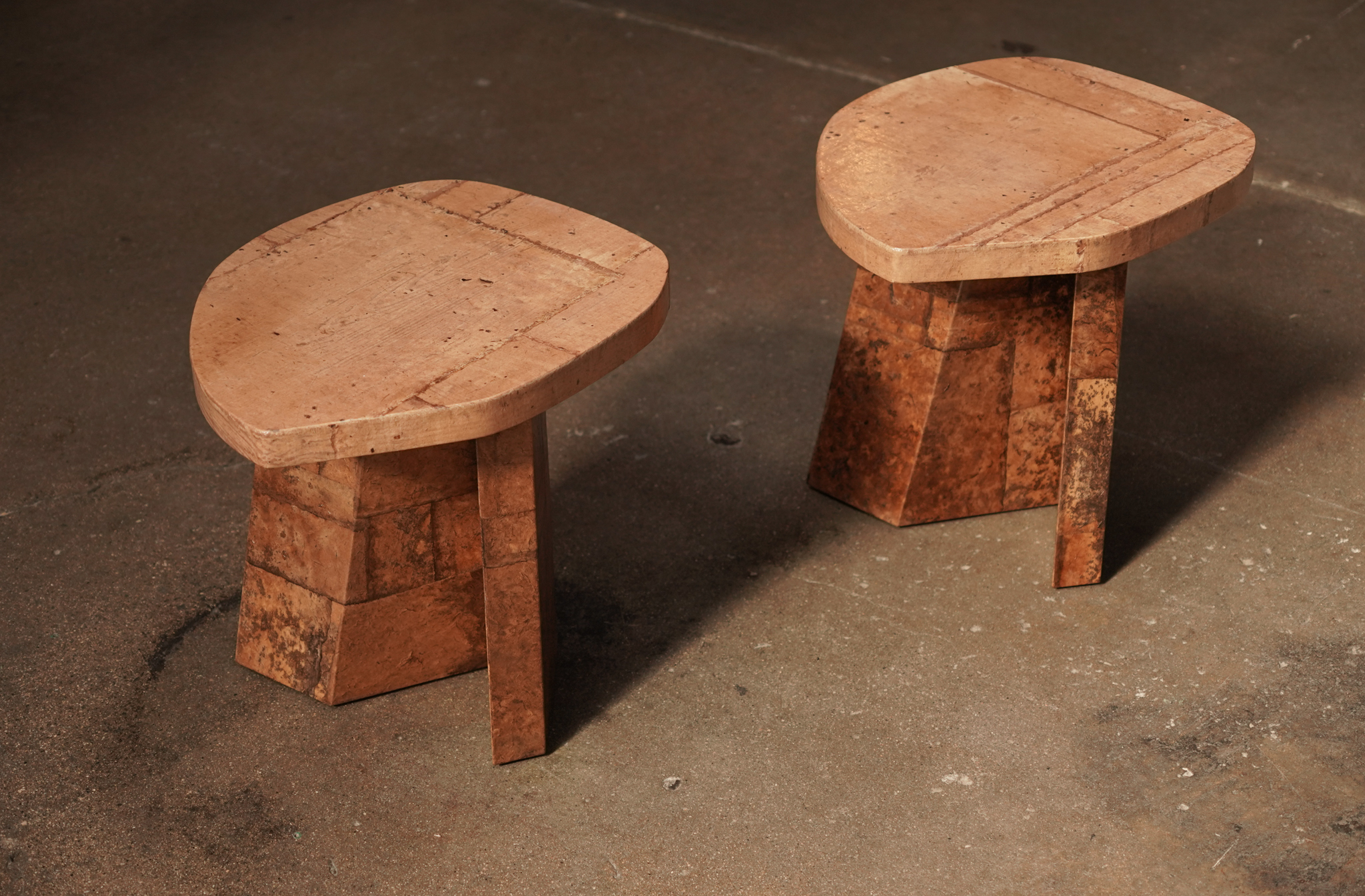 Ishi Patchwork Paper Side Table, Tan, by Studio Vushyan