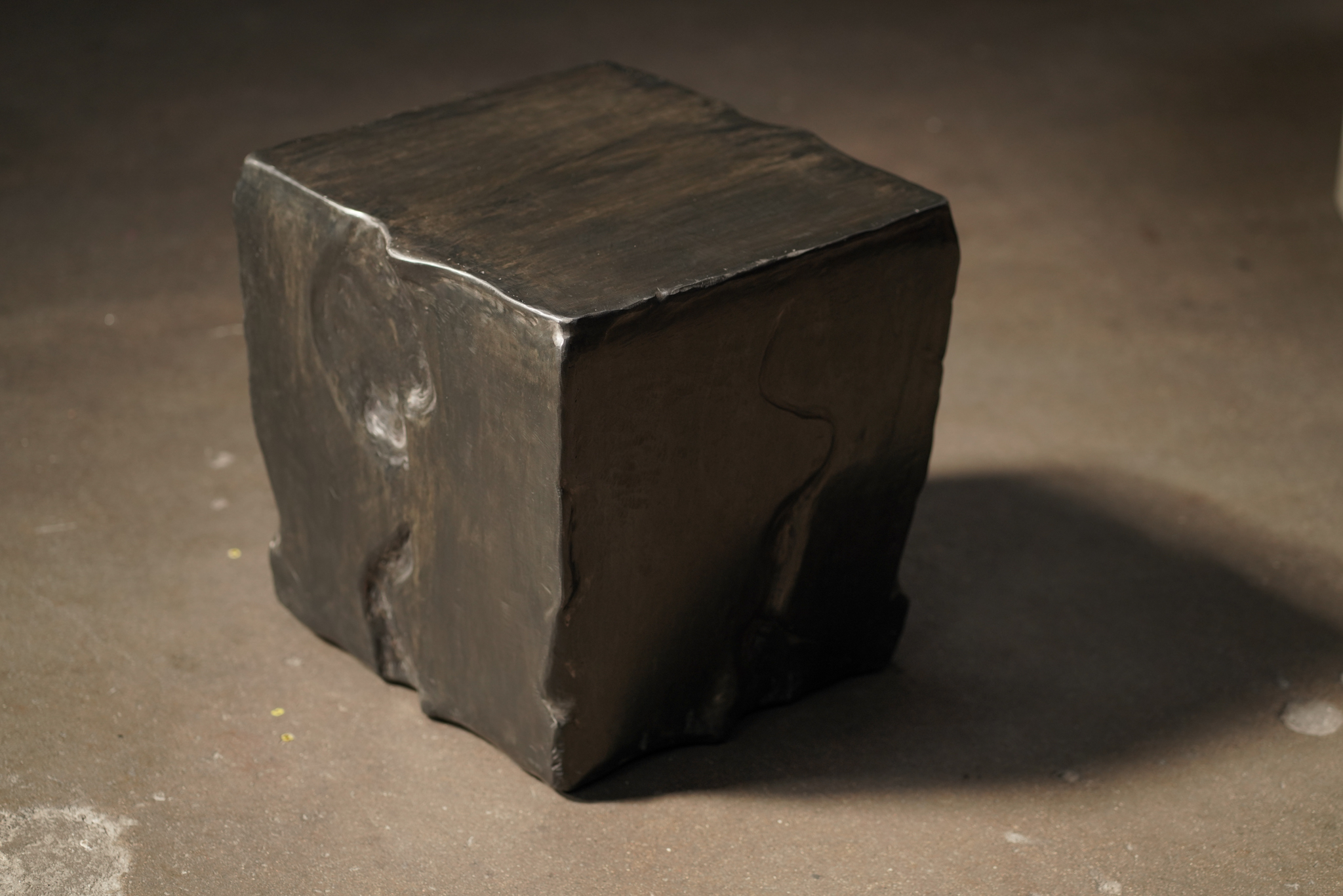 Lithos Steel Side Table, Aged Finish by Studio Vushyan