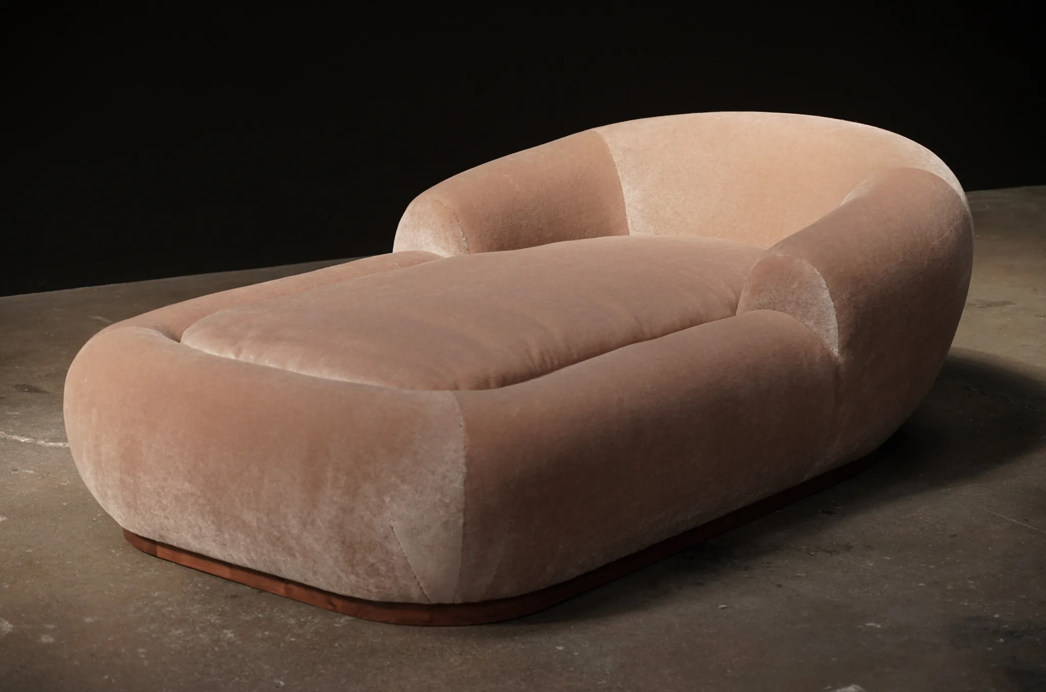 Stratus Chaise in Fawn Mohair, by Studio Vushyan