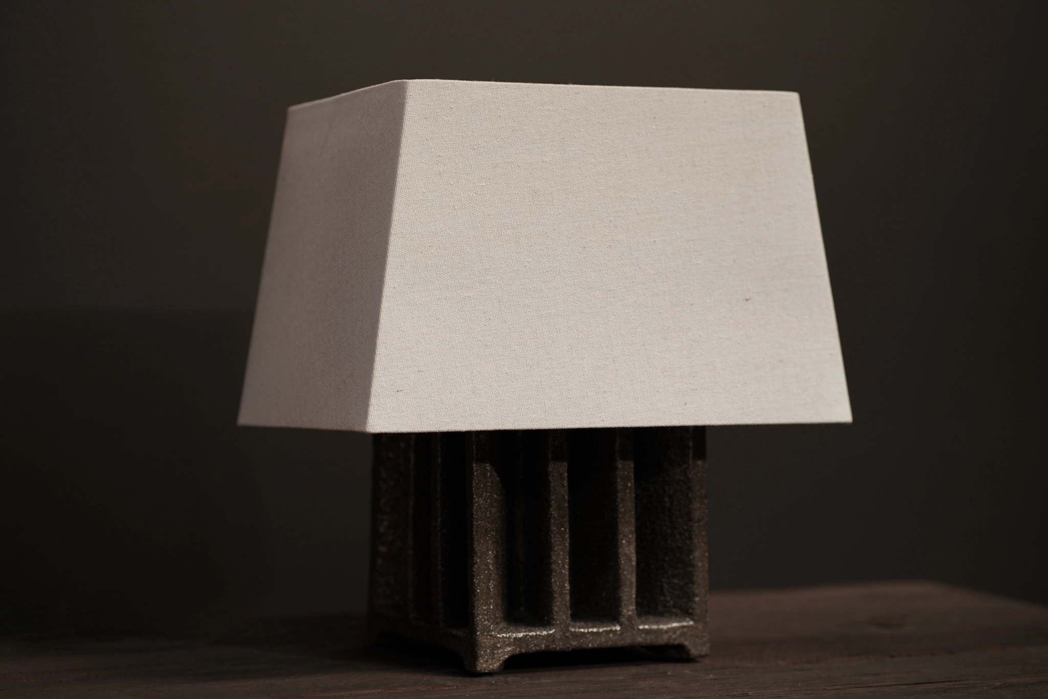 Small Square Sculptural Lamp, Peat