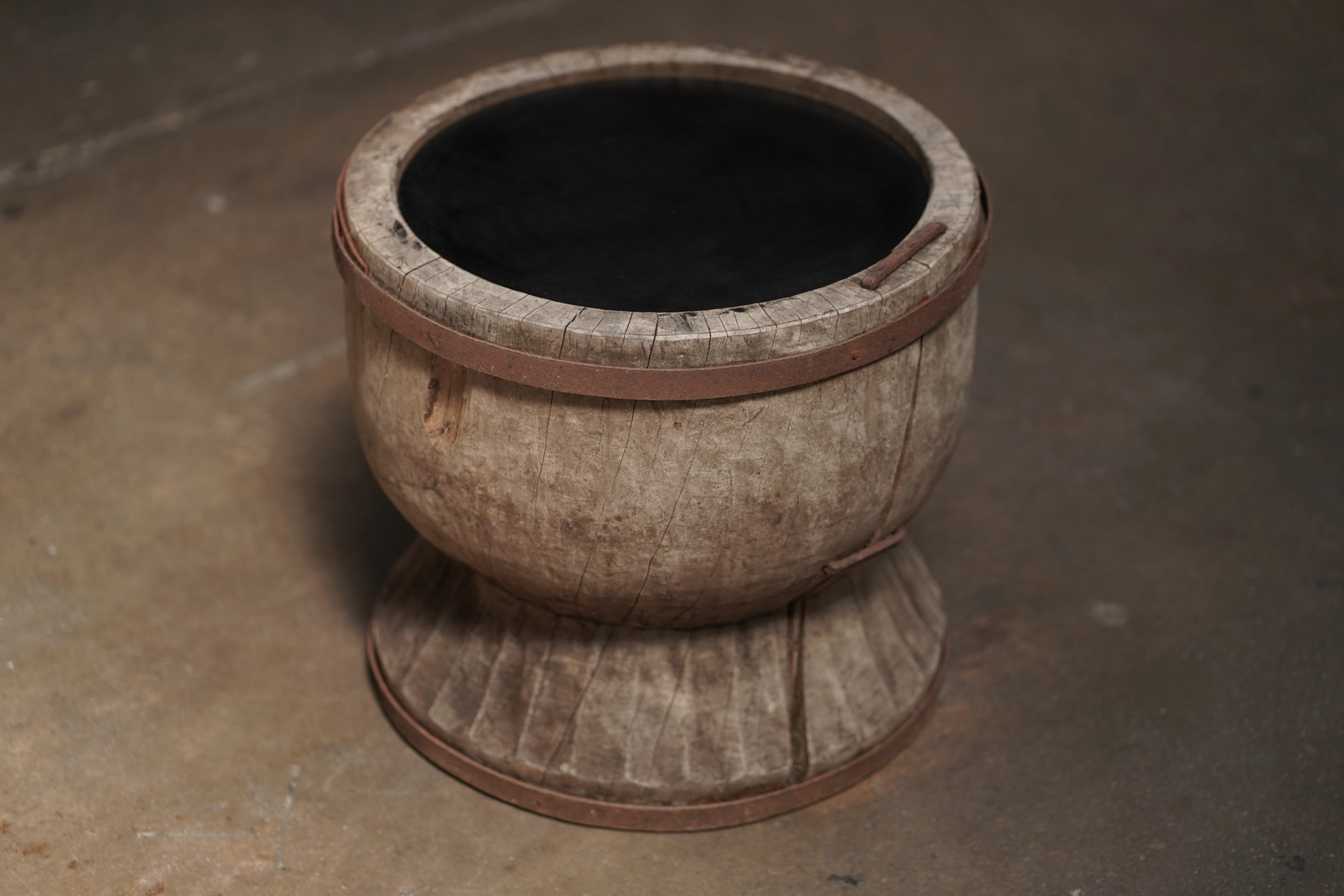 Carved Side Table with Metal Detail