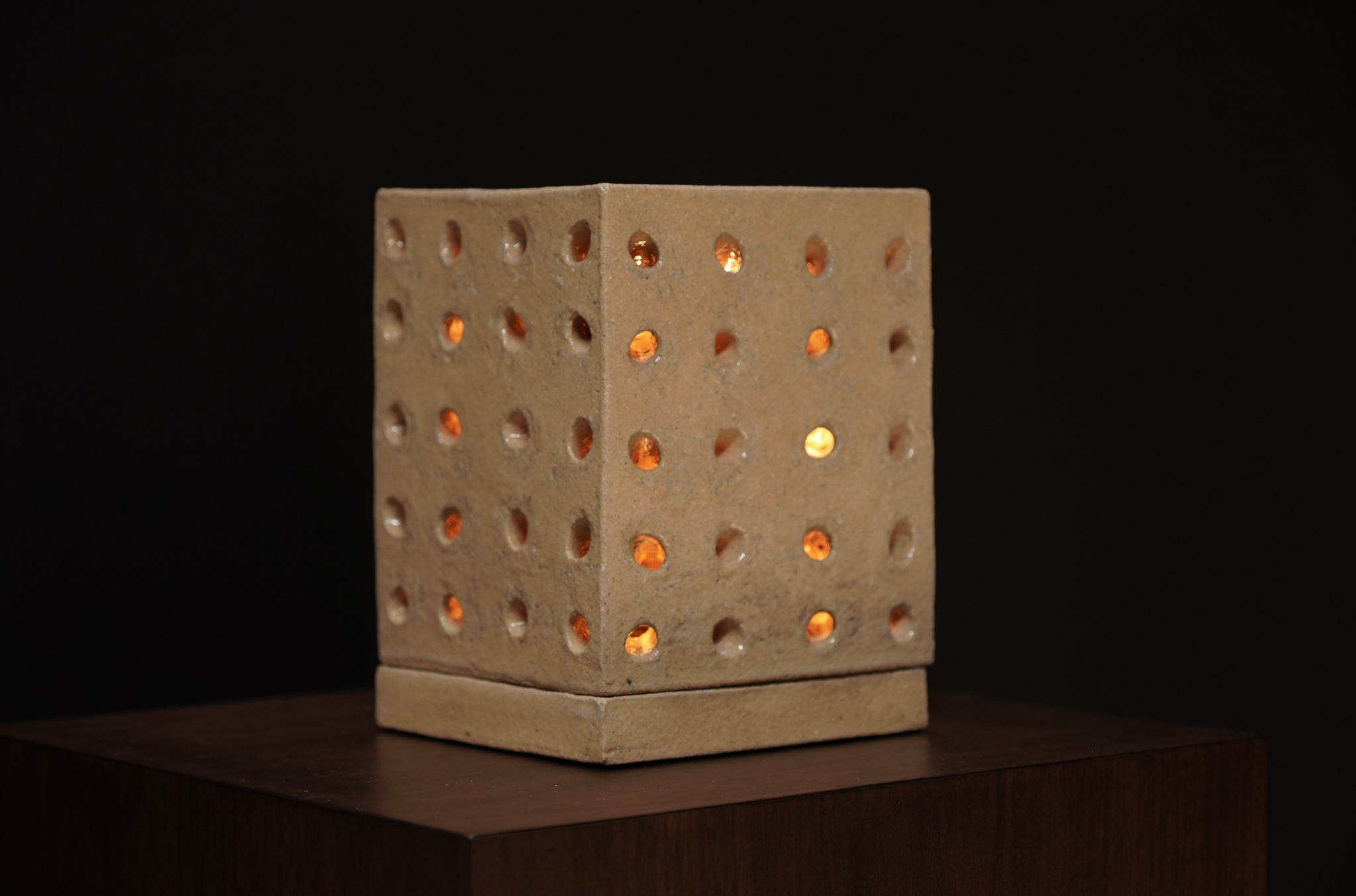 Small Perforated Ceramic Lamp, Straw